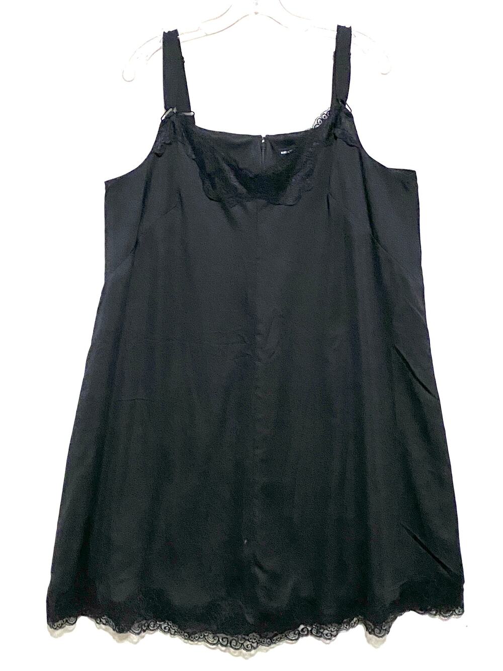 Glamour X Lane Bryant Black Slip Dress 18 Satin Lace Coquette Chic Cocktail LBD